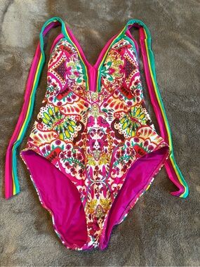 Vibrant Floral One-Piece Swimsuit in Fuchsia & Multi